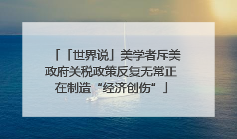 「世界说」美学者斥美政府关税政策反复无常正在制造“经济创伤”