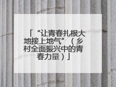 “让青春扎根大地接上地气”（乡村全面振兴中的青春力量）