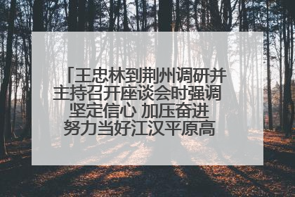 王忠林到荆州调研并主持召开座谈会时强调 坚定信心 加压奋进 努力当好江汉平原高质量发展排头兵