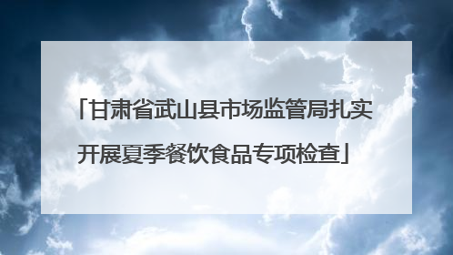 甘肃省武山县市场监管局扎实开展夏季餐饮食品专项检查