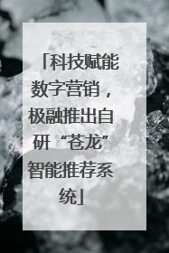 科技赋能数字营销，极融推出自研“苍龙”智能推荐系统