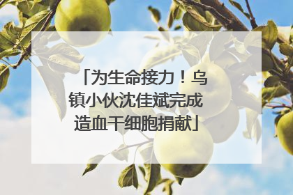 为生命接力！乌镇小伙沈佳斌完成造血干细胞捐献