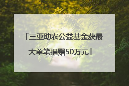 三亚助农公益基金获最大单笔捐赠50万元