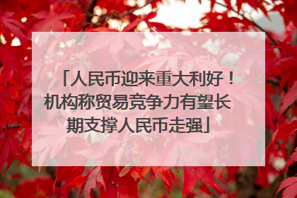 人民币迎来重大利好！机构称贸易竞争力有望长期支撑人民币走强