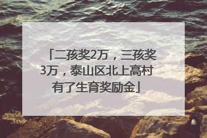 二孩奖2万，三孩奖3万，泰山区北上高村有了生育奖励金