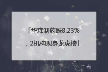 华森制药跌8.23%，2机构现身龙虎榜