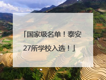 国家级名单！泰安27所学校入选！