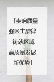 奏响质量强区主旋律 铸就区域高质量发展新优势