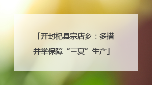 开封杞县宗店乡：多措并举保障“三夏”生产