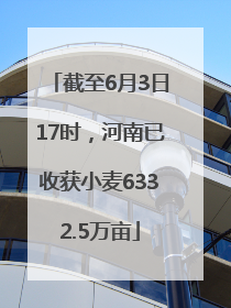 截至6月3日17时，河南已收获小麦6332.5万亩