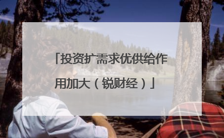 投资扩需求优供给作用加大（锐财经）