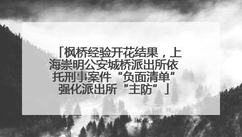 枫桥经验开花结果，上海崇明公安城桥派出所依托刑事案件“负面清单”强化派出所“主防”