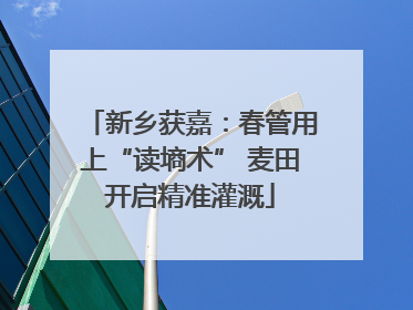 新乡获嘉：春管用上“读墒术” 麦田开启精准灌溉