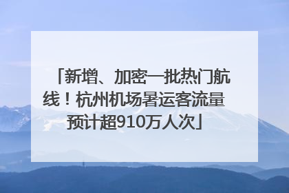 新增、加密一批热门航线！杭州机场暑运客流量预计超910万人次