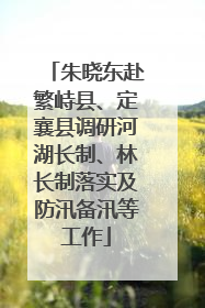 朱晓东赴繁峙县、定襄县调研河湖长制、林长制落实及防汛备汛等工作
