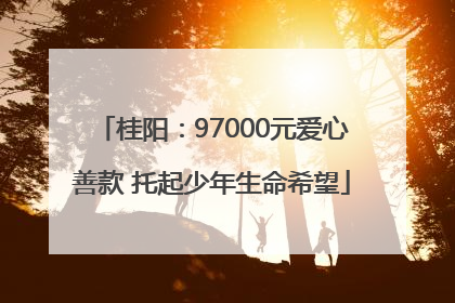 桂阳：97000元爱心善款 托起少年生命希望