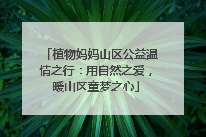 植物妈妈山区公益温情之行：用自然之爱，暖山区童梦之心