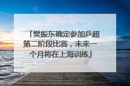 樊振东确定参加乒超第二阶段比赛，未来一个月将在上海训练