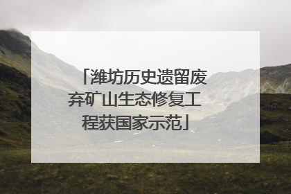 潍坊历史遗留废弃矿山生态修复工程获国家示范