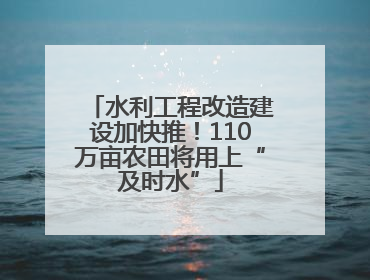 水利工程改造建设加快推！110万亩农田将用上“及时水”