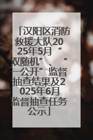 汉阳区消防救援大队2025年5月“双随机”、“一公开”监督抽查结果及2025年6月监督抽查任务公示