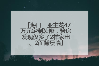 海口一业主花47万元定制装修，验房发现仅多了2样家电、2面背景墙
