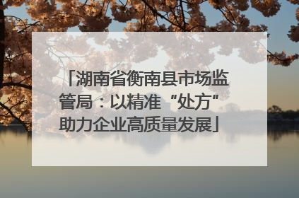 湖南省衡南县市场监管局：以精准“处方”助力企业高质量发展