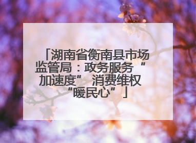 湖南省衡南县市场监管局：政务服务“加速度” 消费维权“暖民心”