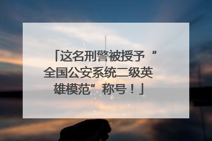 这名刑警被授予“全国公安系统二级英雄模范”称号！