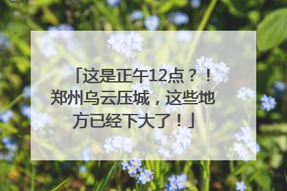 这是正午12点？！郑州乌云压城，这些地方已经下大了！