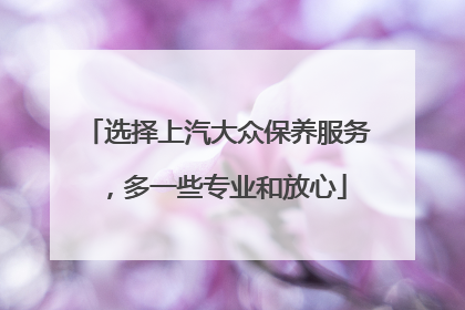 选择上汽大众保养服务，多一些专业和放心
