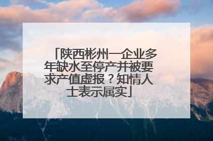 陕西彬州一企业多年缺水至停产并被要求产值虚报？知情人士表示属实