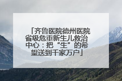 齐鲁医院德州医院省级危重新生儿救治中心：把“生”的希望送到千家万户