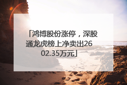 鸿博股份涨停，深股通龙虎榜上净卖出2602.35万元
