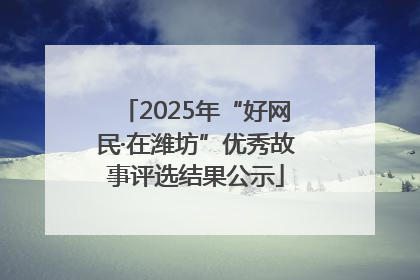 2025年“好网民·在潍坊”优秀故事评选结果公示