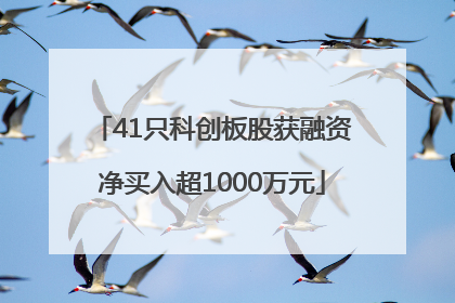 41只科创板股获融资净买入超1000万元