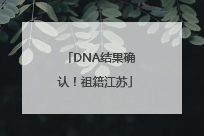 DNA结果确认！祖籍江苏